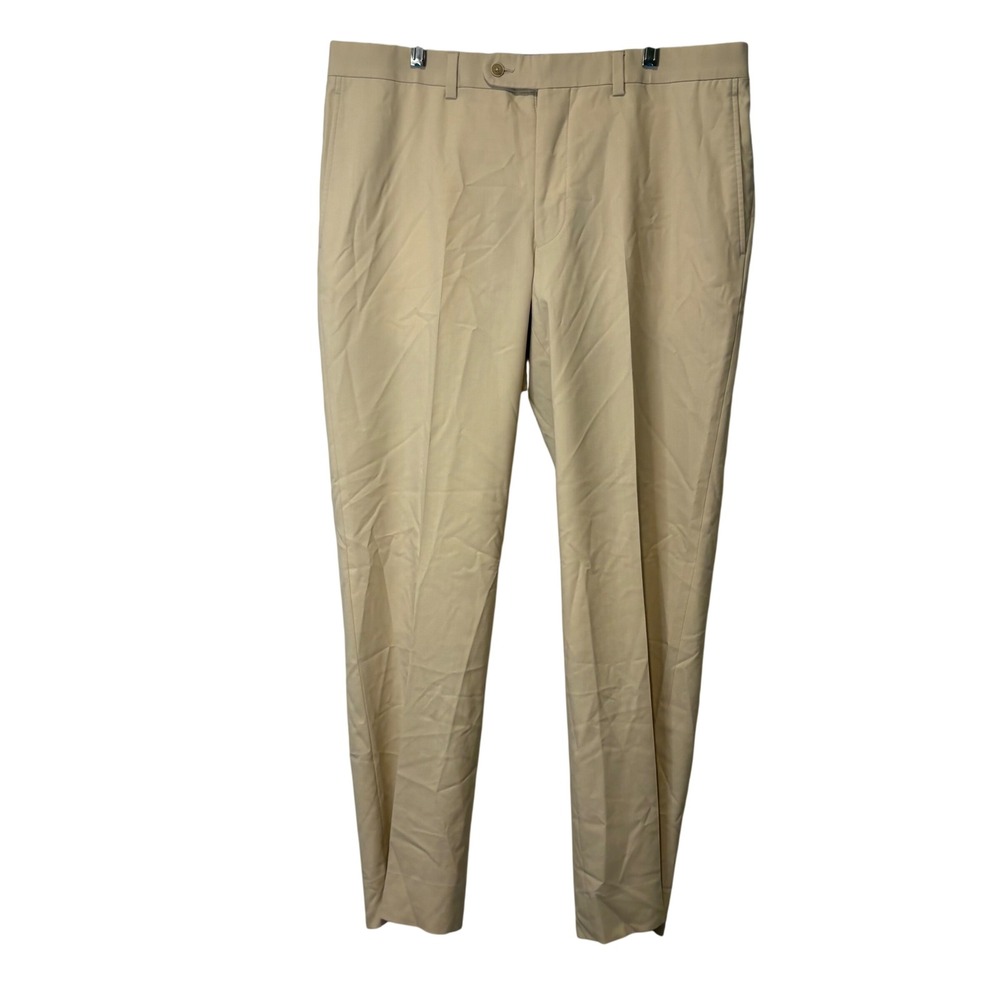 Saks Fifth Avenue Dress Pants Mens 36 Cream 100% Wool Haze Slacks Canada Summer